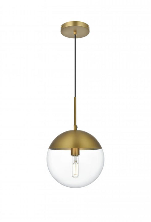 Elegant Lighting Eclipse 10 inch Pendant Clear Shade in Chrome in Satin Gold and Clear Finish Model: LD6033SG