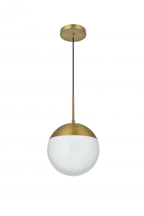Elegant Lighting Eclipse 10 inch Pendant Frosted White Shade in Satin Gold in Satin Gold and Frosted White Finish Model: LD6032SG