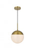 Elegant Lighting Eclipse 10 inch Pendant Frosted White Shade in Satin Gold in Satin Gold and Frosted White Finish Model: LD6032SG