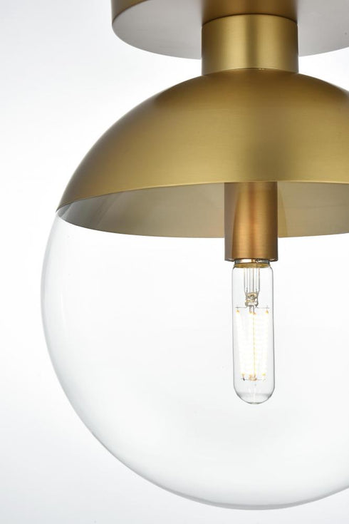 Elegant Lighting Eclipse 12 inch Flush Mount Clear Shade in Chrome in Satin Gold and Clear Finish Model: LD6057SG