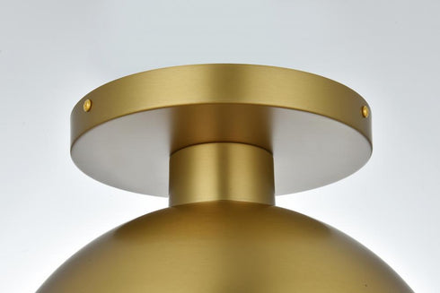 Elegant Lighting Eclipse 12 inch Flush Mount Clear Shade in Chrome in Satin Gold and Clear Finish Model: LD6057SG