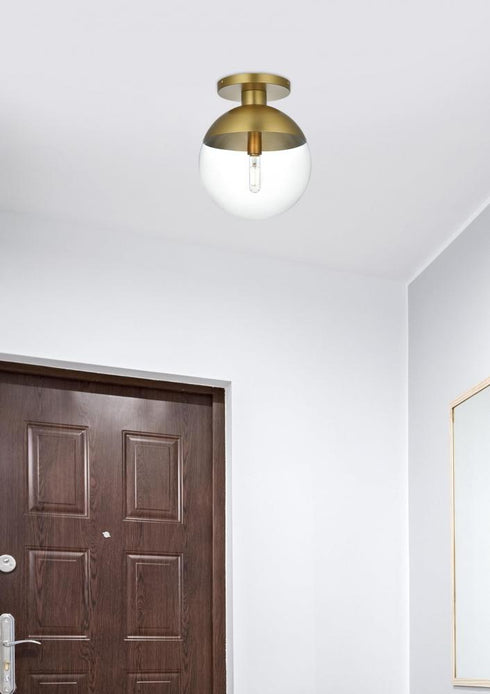 Elegant Lighting Eclipse 12 inch Flush Mount Clear Shade in Chrome in Satin Gold and Clear Finish Model: LD6057SG