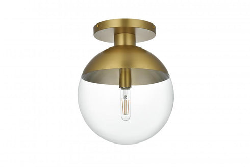 Elegant Lighting Eclipse 12 inch Flush Mount Clear Shade in Chrome in Satin Gold and Clear Finish Model: LD6057SG