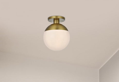 Elegant Lighting Eclipse 12 inch Flush Mount Frosted White Shade in Satin Gold in Satin Gold and Frosted White Finish Model: LD6056SG