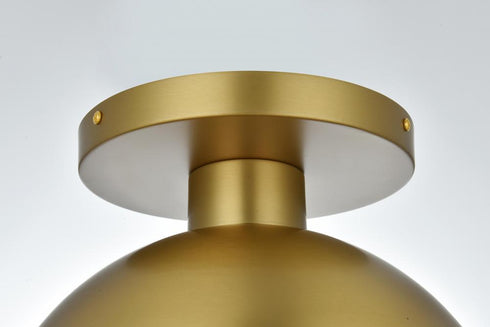 Elegant Lighting Eclipse 12 inch Flush Mount Frosted White Shade in Satin Gold in Satin Gold and Frosted White Finish Model: LD6056SG