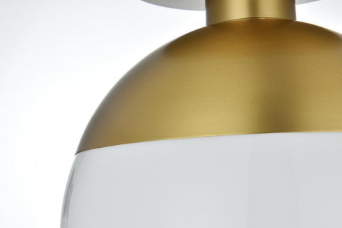 Elegant Lighting Eclipse 12 inch Flush Mount Frosted White Shade in Satin Gold in Satin Gold and Frosted White Finish Model: LD6056SG