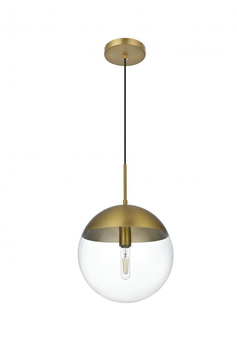 Elegant Lighting Eclipse 12 inch Pendant Clear Shade in Chrome in Satin Gold and Clear Finish Model: LD6039SG