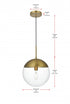 Elegant Lighting Eclipse 12 inch Pendant Clear Shade in Chrome in Satin Gold and Clear Finish Model: LD6039SG