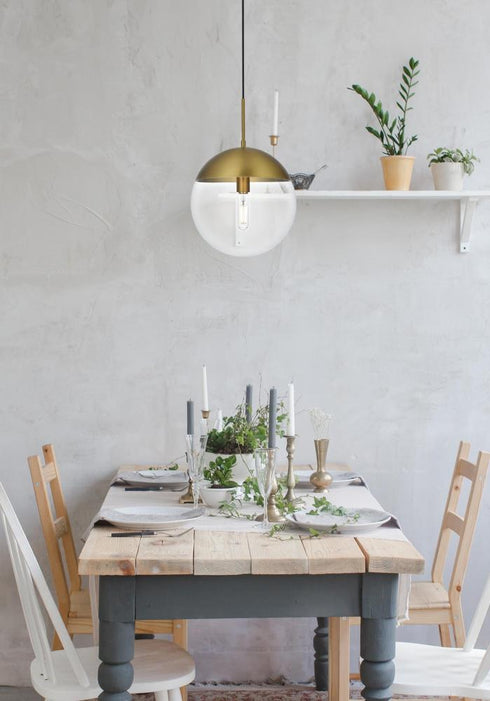 Elegant Lighting Eclipse 12 inch Pendant Clear Shade in Chrome in Satin Gold and Clear Finish Model: LD6039SG