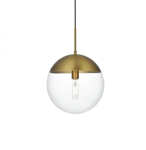Elegant Lighting Eclipse 12 inch Pendant Clear Shade in Chrome in Satin Gold and Clear Finish Model: LD6039SG