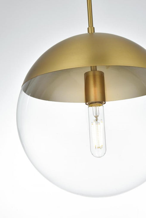 Elegant Lighting Eclipse 12 inch Pendant Clear Shade in Chrome in Satin Gold and Clear Finish Model: LD6039SG
