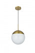Elegant Lighting Eclipse 12 inch Pendant Frosted White Shade in Satin Gold in Satin Gold and Frosted White Finish Model: LD6038SG
