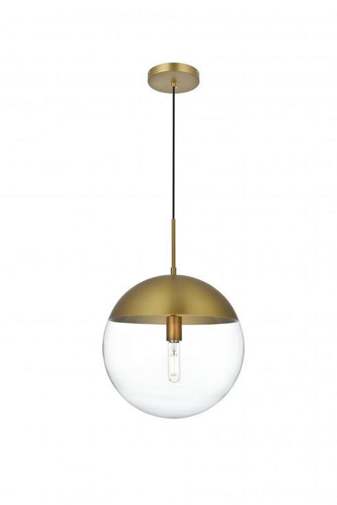 Elegant Lighting Eclipse 14 inch Pendant Clear Shade in Chrome in Satin Gold and Clear Finish Model: LD6045SG