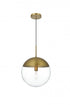Elegant Lighting Eclipse 14 inch Pendant Clear Shade in Chrome in Satin Gold and Clear Finish Model: LD6045SG