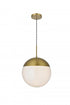 Elegant Lighting Eclipse 14 inch Pendant Frosted White Shade in Satin Gold in Satin Gold and Frosted White Finish Model: LD6044SG