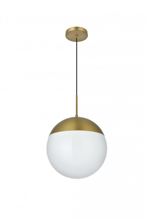 Elegant Lighting Eclipse 14 inch Pendant Frosted White Shade in Satin Gold in Satin Gold and Frosted White Finish Model: LD6044SG