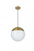 Elegant Lighting Eclipse 14 inch Pendant Frosted White Shade in Satin Gold in Satin Gold and Frosted White Finish Model: LD6044SG