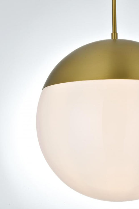 Elegant Lighting Eclipse 14 inch Pendant Frosted White Shade in Satin Gold in Satin Gold and Frosted White Finish Model: LD6044SG