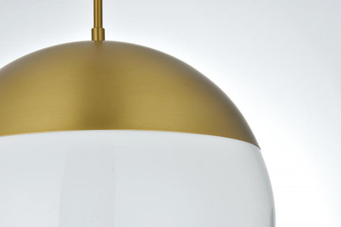 Elegant Lighting Eclipse 14 inch Pendant Frosted White Shade in Satin Gold in Satin Gold and Frosted White Finish Model: LD6044SG