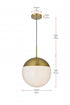 Elegant Lighting Eclipse 14 inch Pendant Frosted White Shade in Satin Gold in Satin Gold and Frosted White Finish Model: LD6044SG