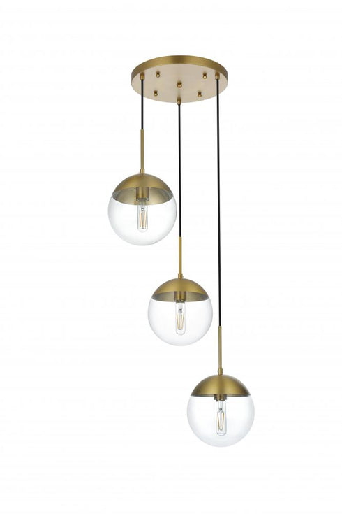 Elegant Lighting Eclipse 18 inch Pendant Clear Shade in Chrome in Satin Gold and Clear Finish Model: LD6069SG