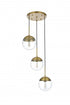 Elegant Lighting Eclipse 18 inch Pendant Clear Shade in Chrome in Satin Gold and Clear Finish Model: LD6069SG