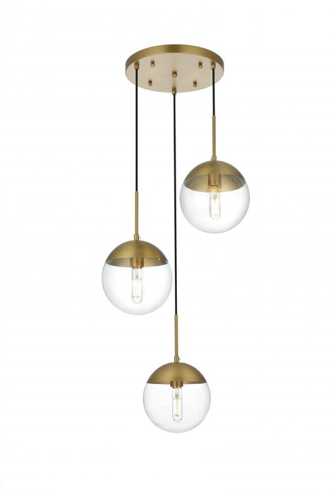 Elegant Lighting Eclipse 18 inch Pendant Clear Shade in Chrome in Satin Gold and Clear Finish Model: LD6069SG