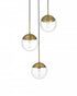 Elegant Lighting Eclipse 18 inch Pendant Clear Shade in Chrome in Satin Gold and Clear Finish Model: LD6069SG