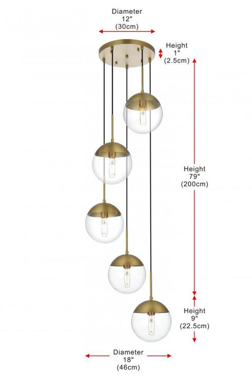 Elegant Lighting Eclipse 18 inch Pendant Clear Shade in Chrome in Satin Gold and Clear Finish Model: LD6075SG