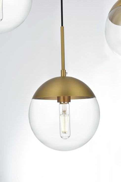 Elegant Lighting Eclipse 18 inch Pendant Clear Shade in Chrome in Satin Gold and Clear Finish Model: LD6075SG