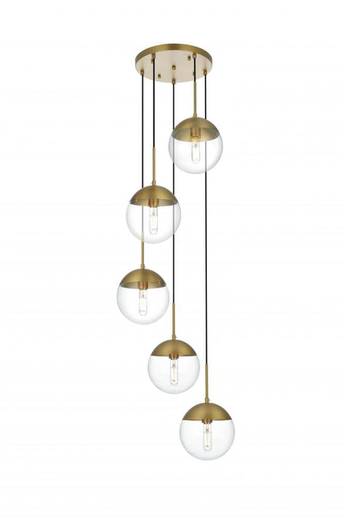 Elegant Lighting Eclipse 18 inch Pendant Clear Shade in Chrome in Satin Gold and Clear Finish Model: LD6075SG