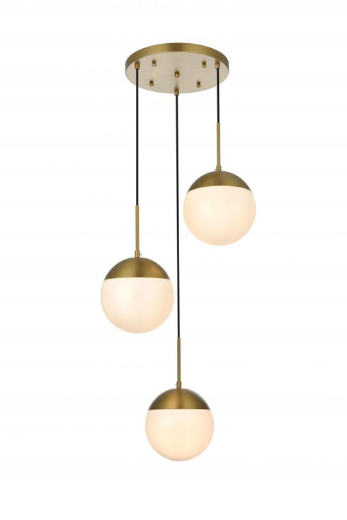 Elegant Lighting Eclipse 18 inch Pendant Frosted White Shade in Satin Gold in Satin Gold and Frosted White Finish Model: LD6068SG