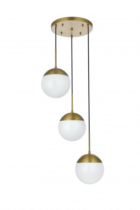 Elegant Lighting Eclipse 18 inch Pendant Frosted White Shade in Satin Gold in Satin Gold and Frosted White Finish Model: LD6068SG