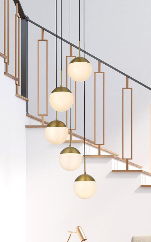 Elegant Lighting Eclipse 18 inch Pendant Frosted White Shade in Satin Gold in Satin Gold and Frosted White Finish Model: LD6074SG