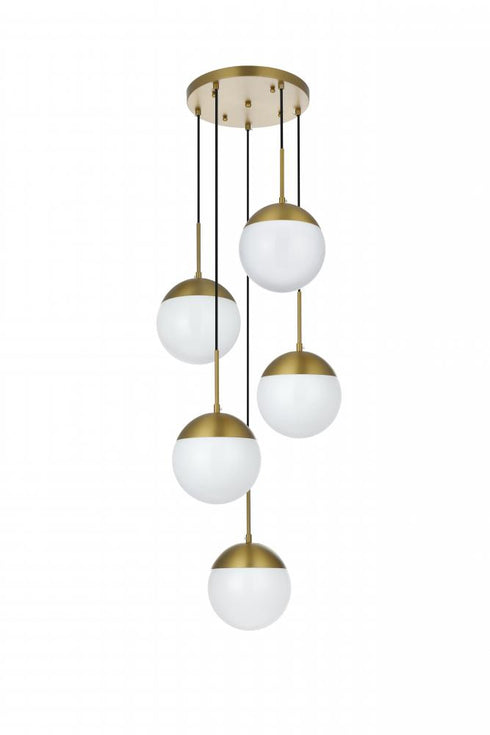 Elegant Lighting Eclipse 18 inch Pendant Frosted White Shade in Satin Gold in Satin Gold and Frosted White Finish Model: LD6074SG