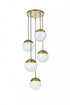 Elegant Lighting Eclipse 18 inch Pendant Frosted White Shade in Satin Gold in Satin Gold and Frosted White Finish Model: LD6074SG