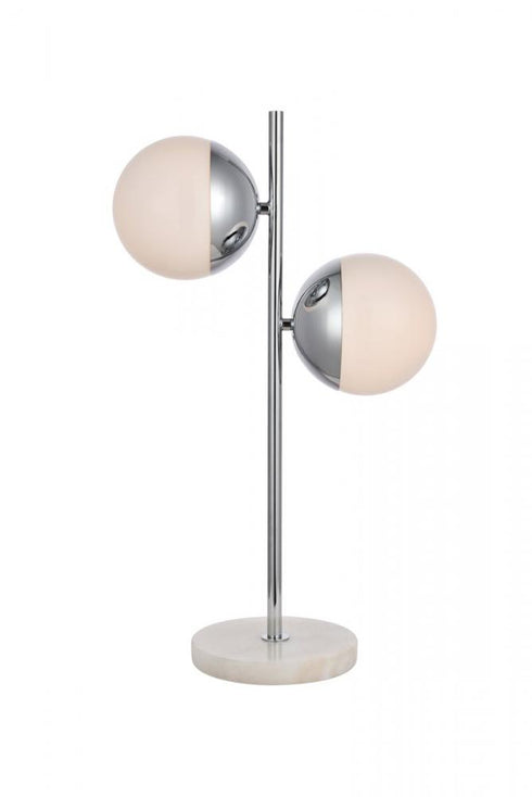 Elegant Lighting Eclipse 2 Lights Black Table Lamp With Frosted White Glass in Black and Frosted White Finish Model: LD6152BK