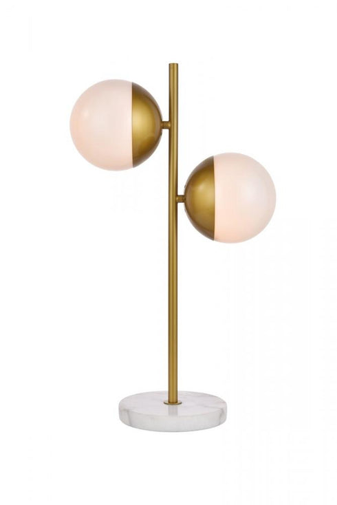 Elegant Lighting Eclipse 2 Lights Black Table Lamp With Frosted White Glass in Black and Frosted White Finish Model: LD6152BK