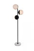 Elegant Lighting Eclipse 3 Lights Black Floor Lamp With Frosted White Glass in Black and Frosted White Finish Model: LD6158BK
