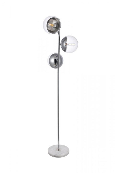 Elegant Lighting Eclipse 3 Lights Black Floor Lamp With Frosted White Glass in Black and Frosted White Finish Model: LD6158BK