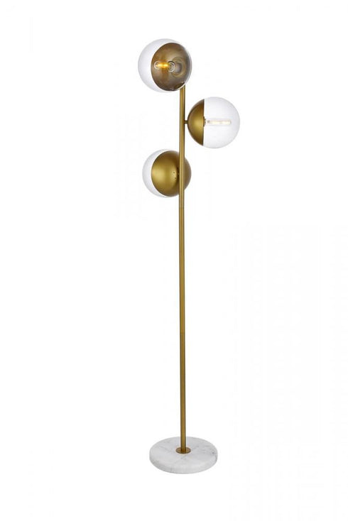Elegant Lighting Eclipse 3 Lights Black Floor Lamp With Frosted White Glass in Black and Frosted White Finish Model: LD6158BK