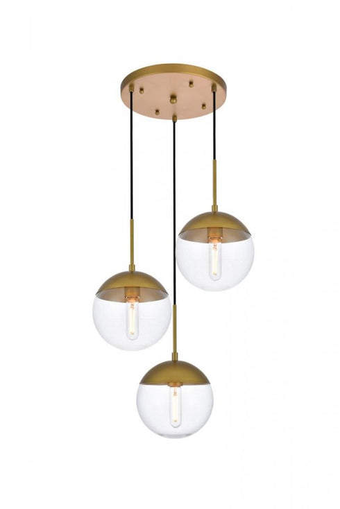 Elegant Lighting Eclipse 3 Lights Black Pendant With Frosted White Glass in Black and Frosted White Finish Model: LD6068BK