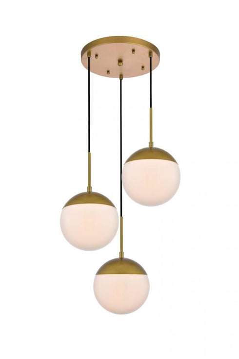 Elegant Lighting Eclipse 3 Lights Black Pendant With Frosted White Glass in Black and Frosted White Finish Model: LD6068BK