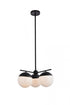 Elegant Lighting Eclipse 3 Lights Black Pendant With Frosted White Glass in Black and Frosted White Finish Model: LD6128BK