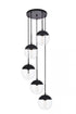 Elegant Lighting Eclipse 5 Lights Black Pendant With Frosted White Glass in Black and Frosted White Finish Model: LD6074BK