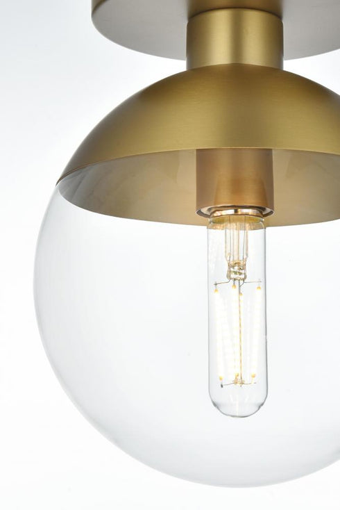 Elegant Lighting Eclipse 8 inch Flush Mount Clear Shade in Chrome in Satin Gold and Clear Finish Model: LD6051SG
