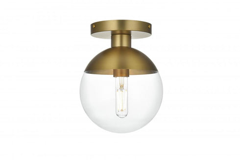 Elegant Lighting Eclipse 8 inch Flush Mount Clear Shade in Chrome in Satin Gold and Clear Finish Model: LD6051SG