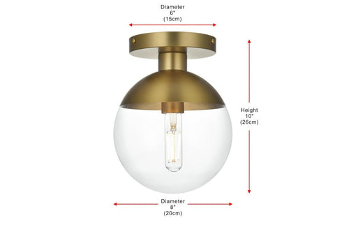 Elegant Lighting Eclipse 8 inch Flush Mount Clear Shade in Chrome in Satin Gold and Clear Finish Model: LD6051SG