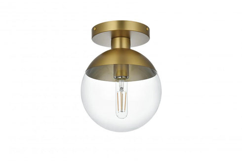Elegant Lighting Eclipse 8 inch Flush Mount Clear Shade in Chrome in Satin Gold and Clear Finish Model: LD6051SG
