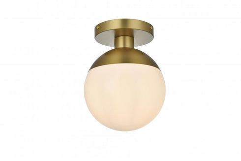 Elegant Lighting Eclipse 8 inch Flush Mount Frosted White Shade in Satin Gold in Satin Gold and Frosted White Finish Model: LD6050SG